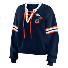 WEAR by Erin Andrews Women's Lace-Up Sweater - Denver Broncos