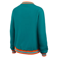 WEAR by Erin Andrews Women's Oversized Long Sleeve V-Neck Sweatshirt - Miami Dolphins