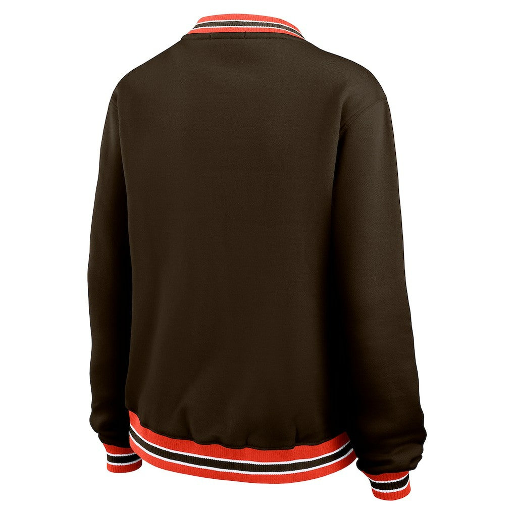 WEAR by Erin Andrews Women's Oversized Long Sleeve V-Neck Sweatshirt - Cleveland Browns