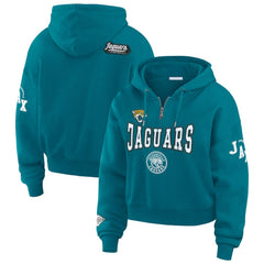 WEAR by Erin Andrews Women's Patch Quarter-Zip Pullover Hoodie - Jacksonville Jaguars