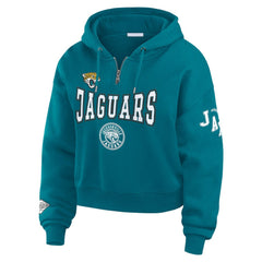 WEAR by Erin Andrews Women's Patch Quarter-Zip Pullover Hoodie - Jacksonville Jaguars