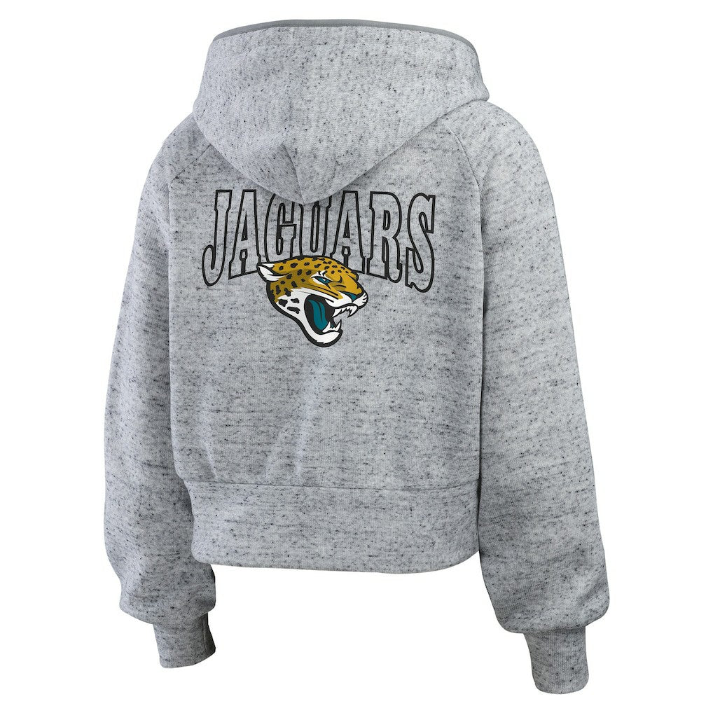 WEAR by Erin Andrews Women's Speckled Fleece Cropped Full-Zip Hoodie - Jacksonville Jaguars