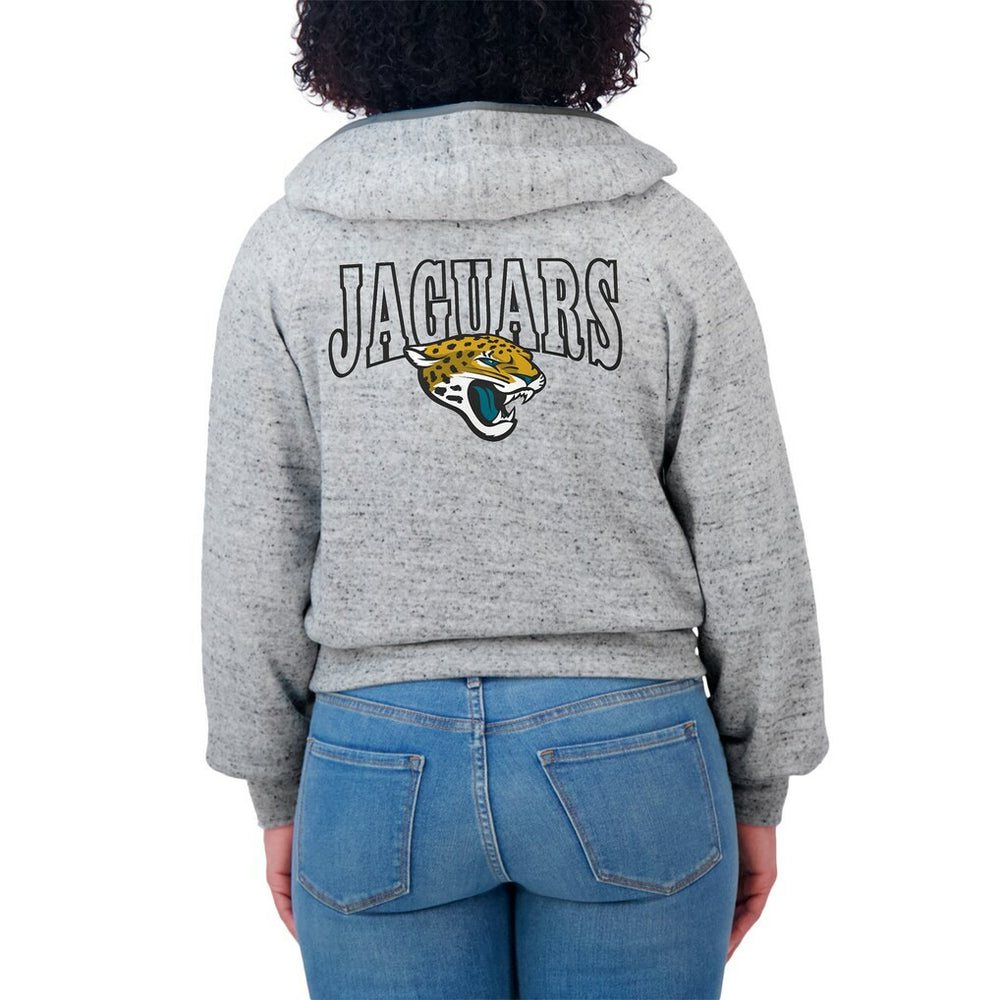 WEAR by Erin Andrews Women's Speckled Fleece Cropped Full-Zip Hoodie - Jacksonville Jaguars
