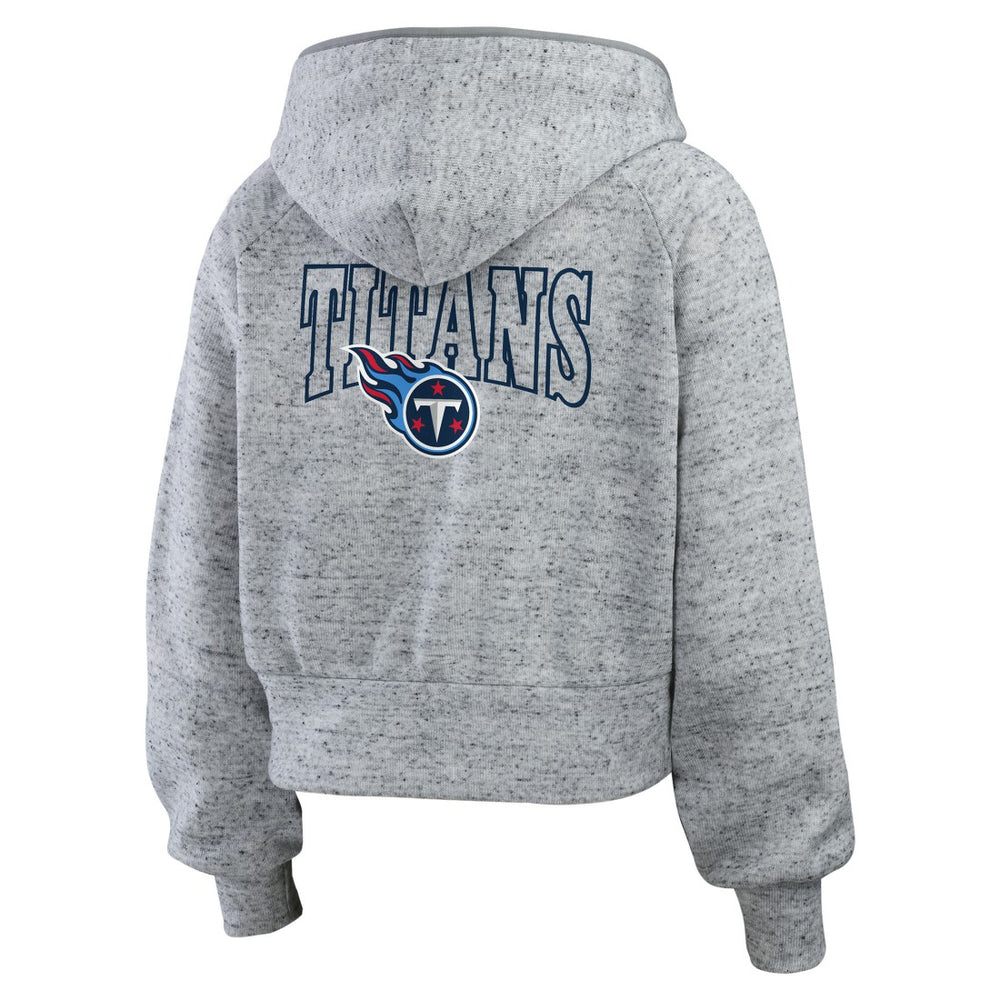 WEAR by Erin Andrews Women's Speckled Fleece Cropped Full-Zip Hoodie - Tennessee Titans