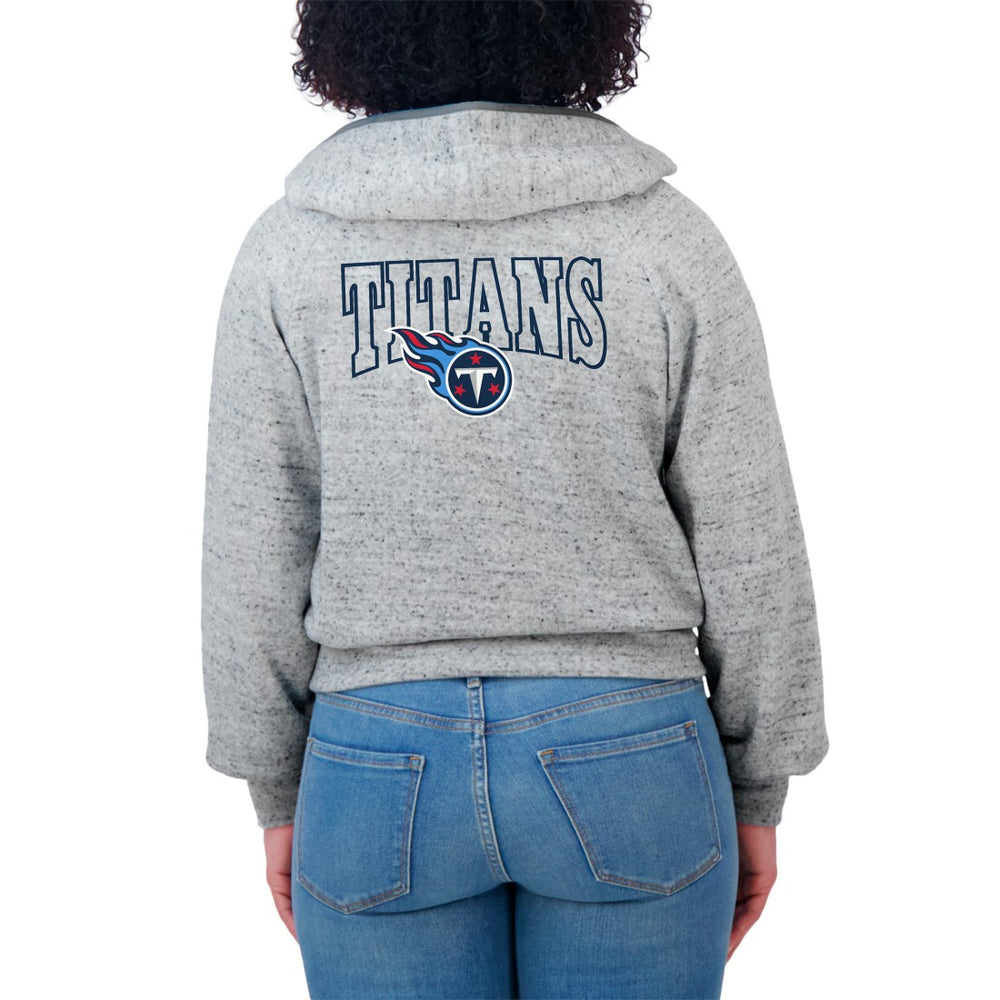 WEAR by Erin Andrews Women's Speckled Fleece Cropped Full-Zip Hoodie - Tennessee Titans