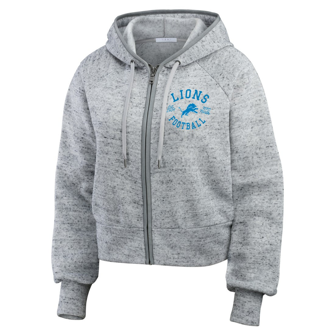 WEAR by Erin Andrews Women's Speckled Fleece Cropped Full-Zip Hoodie - Detroit Lions