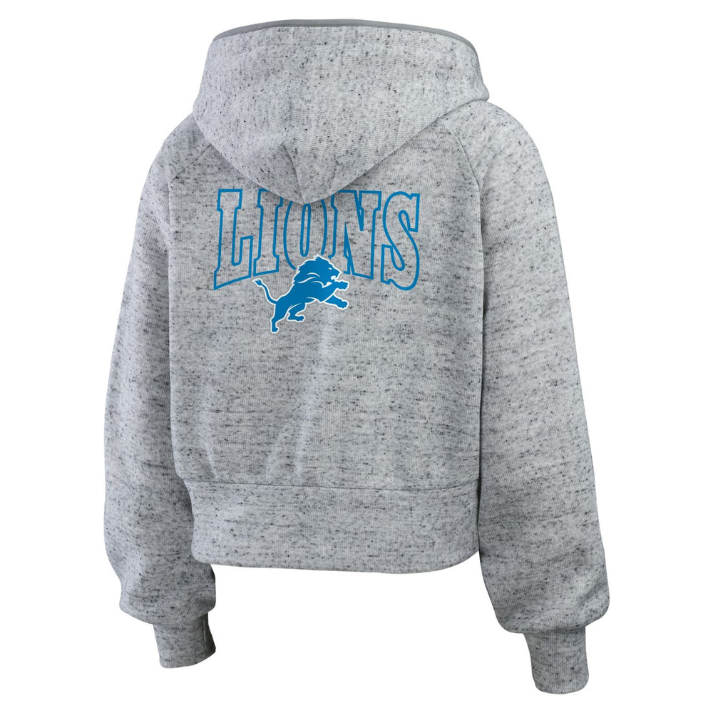 WEAR by Erin Andrews Women's Speckled Fleece Cropped Full-Zip Hoodie - Detroit Lions