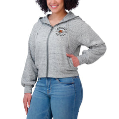 WEAR by Erin Andrews Women's Speckled Fleece Cropped Full-Zip Hoodie - Cincinnati Bengals