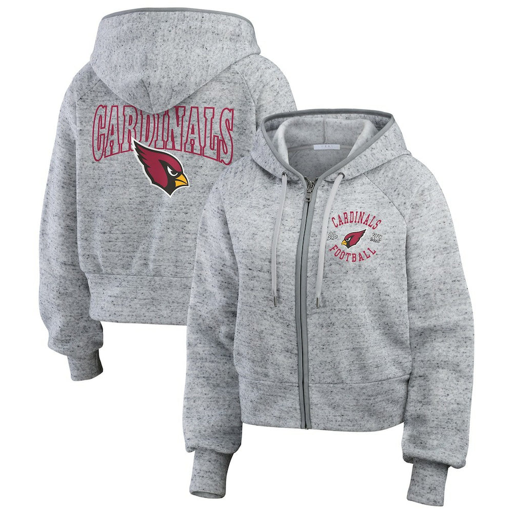 WEAR by Erin Andrews Women's Speckled Fleece Cropped Full-Zip Hoodie - Arizona Cardinals