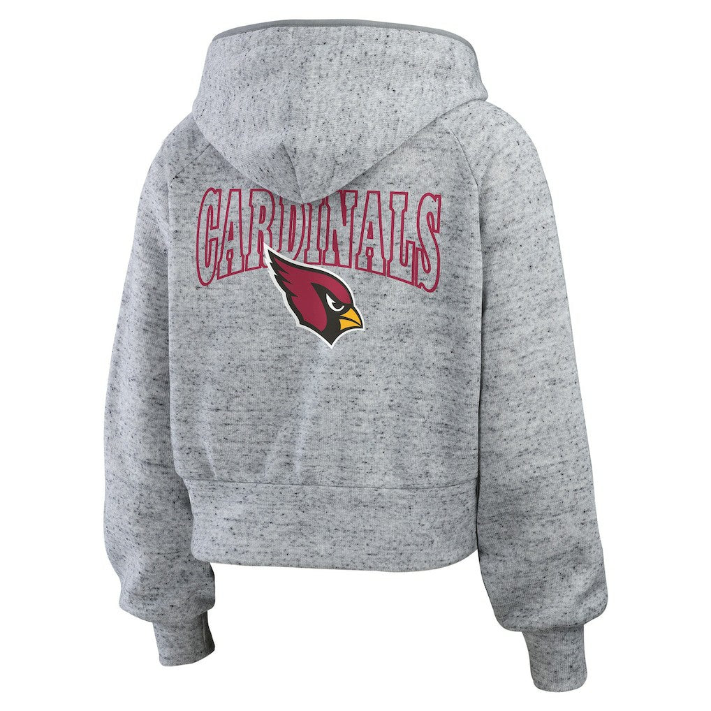 WEAR by Erin Andrews Women's Speckled Fleece Cropped Full-Zip Hoodie - Arizona Cardinals