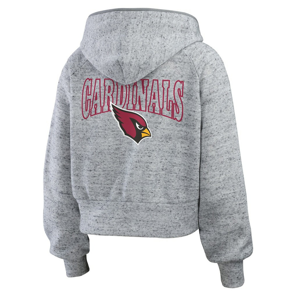 WEAR by Erin Andrews Women's Speckled Fleece Cropped Full-Zip Hoodie - Arizona Cardinals