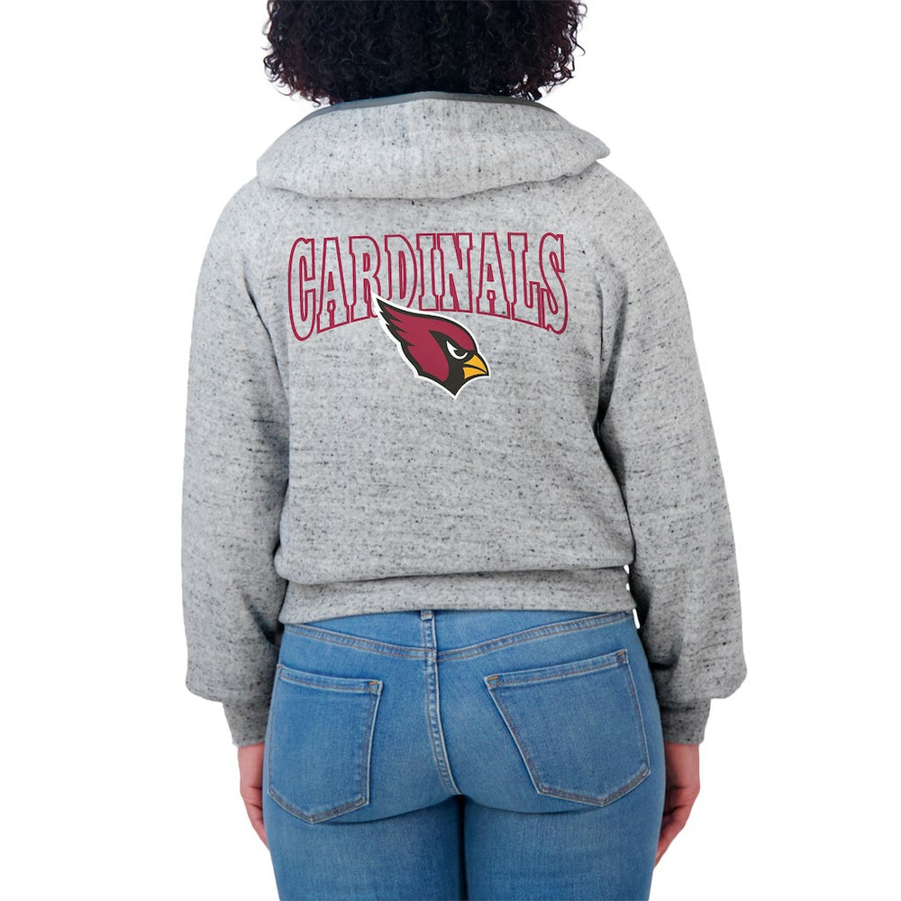 WEAR by Erin Andrews Women's Speckled Fleece Cropped Full-Zip Hoodie - Arizona Cardinals