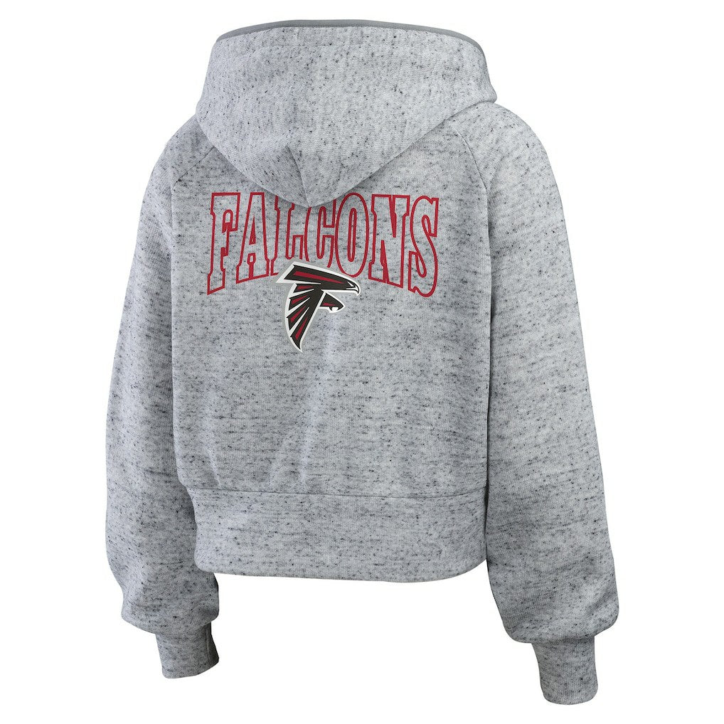 WEAR by Erin Andrews Women's Speckled Fleece Cropped Full-Zip Hoodie - Atlanta Falcons