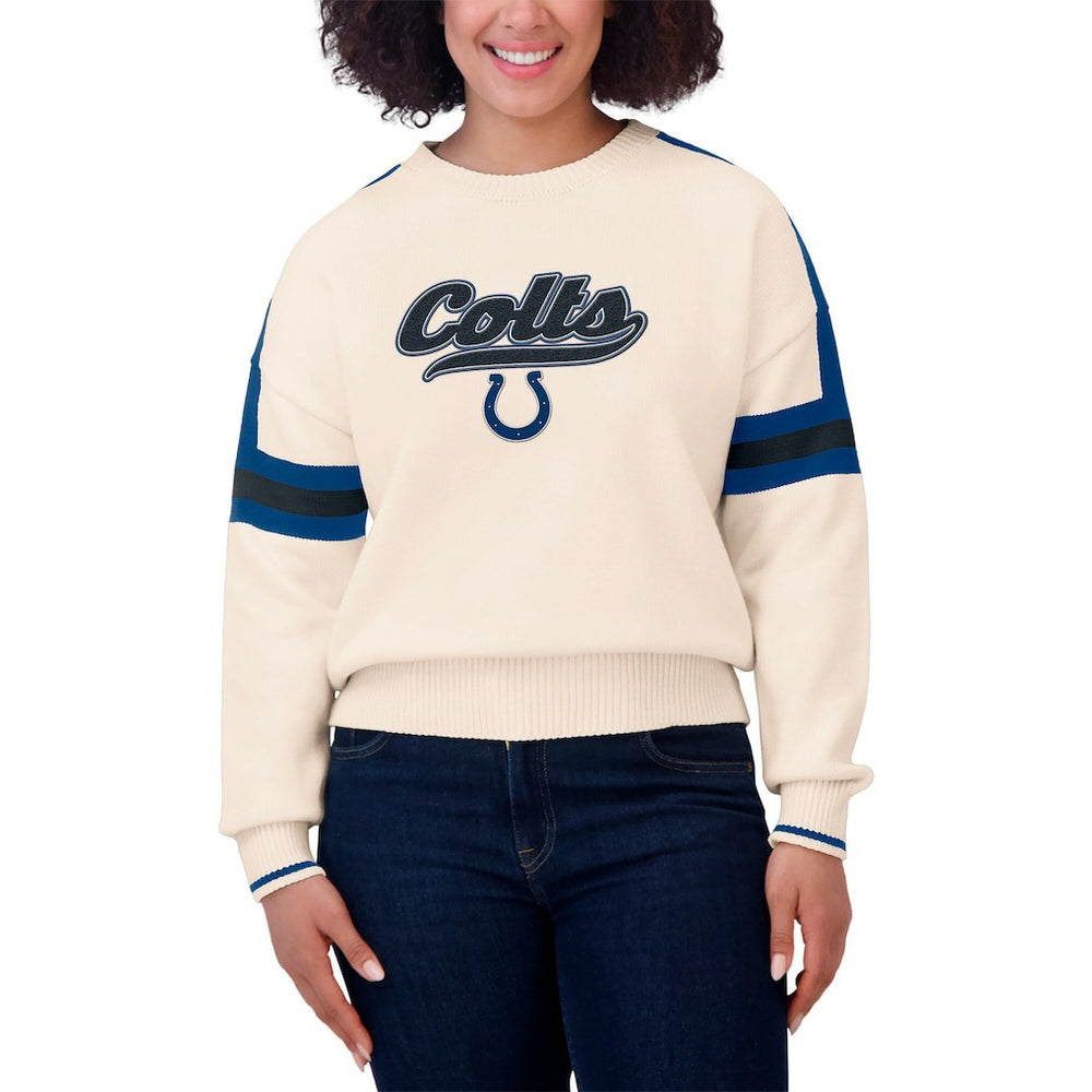 WEAR by Erin Andrews Women's Stripe Pullover Sweater - Indianapolis Colts