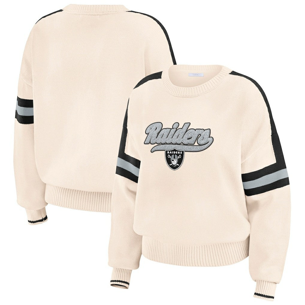 WEAR by Erin Andrews Women's Stripe Pullover Sweater - Las Vegas Raiders