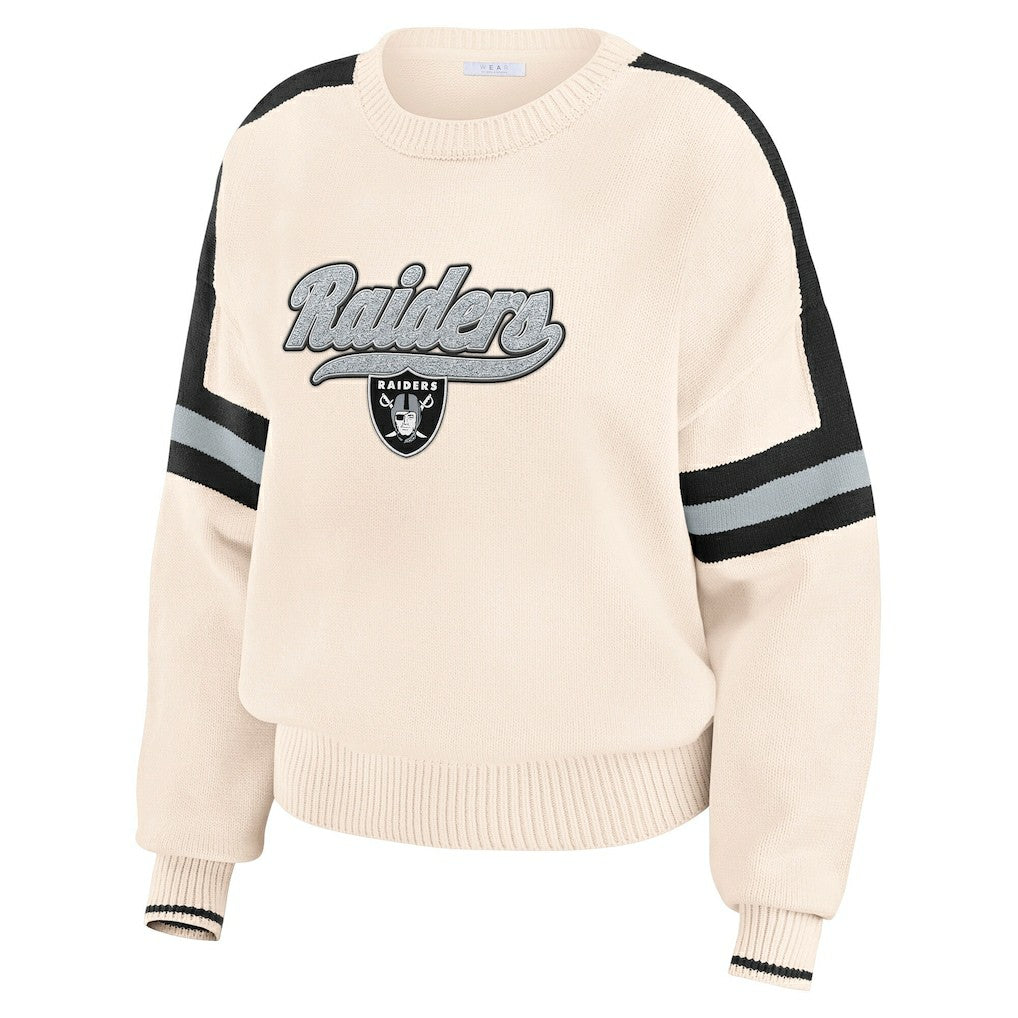 WEAR by Erin Andrews Women's Stripe Pullover Sweater - Las Vegas Raiders