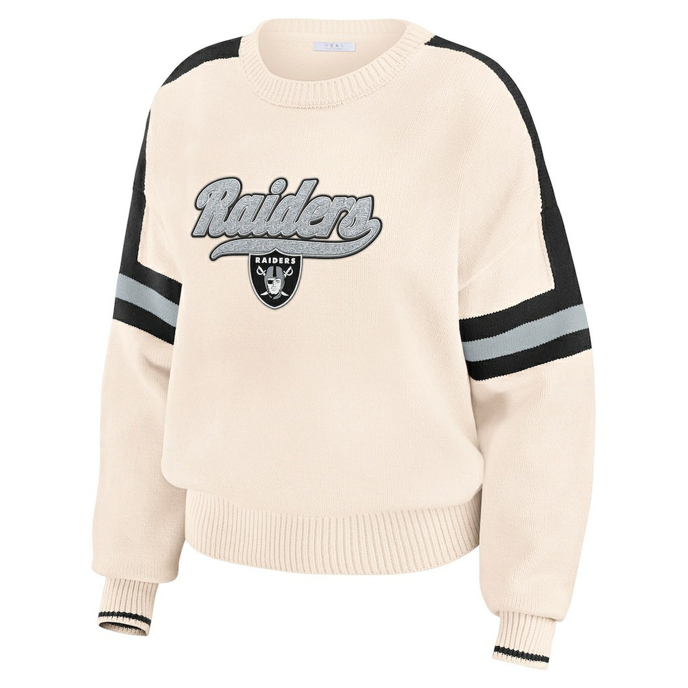 WEAR by Erin Andrews Women's Stripe Pullover Sweater - Las Vegas Raiders