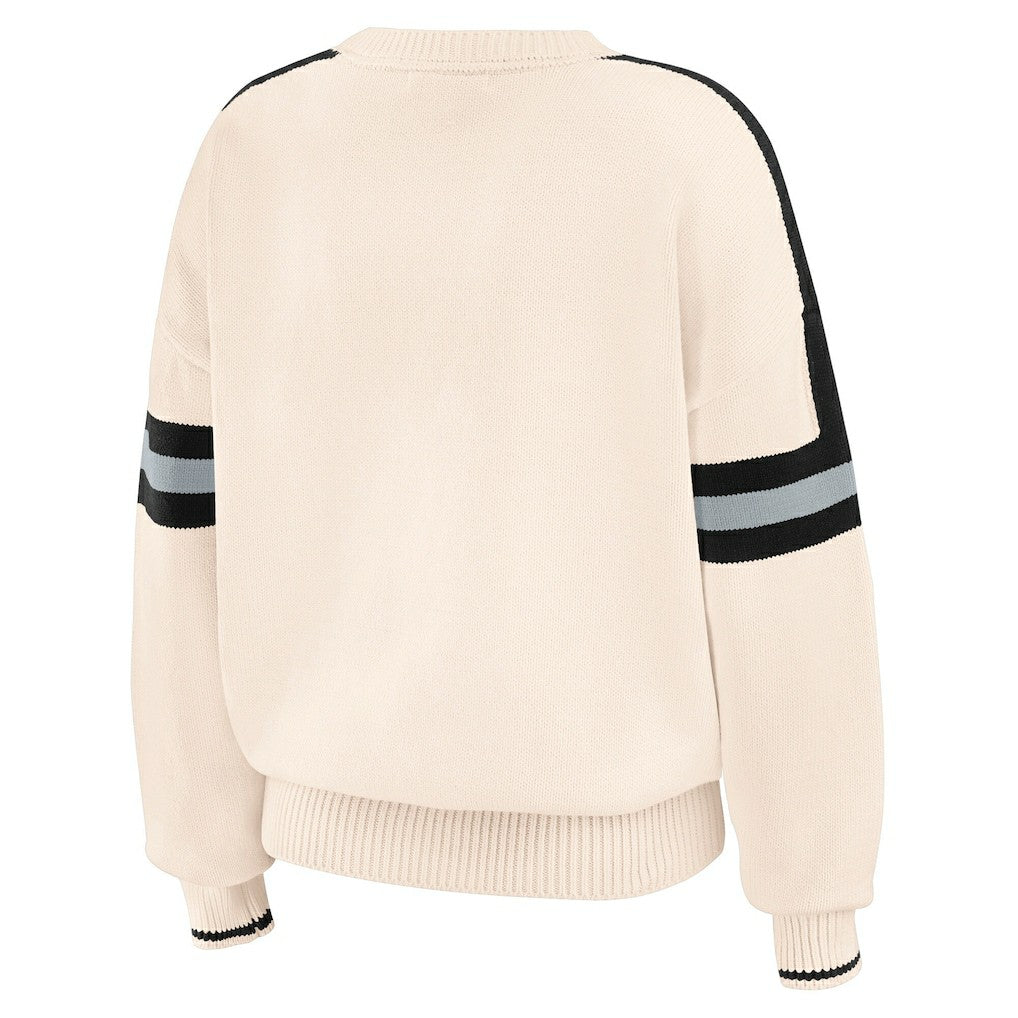 WEAR by Erin Andrews Women's Stripe Pullover Sweater - Las Vegas Raiders