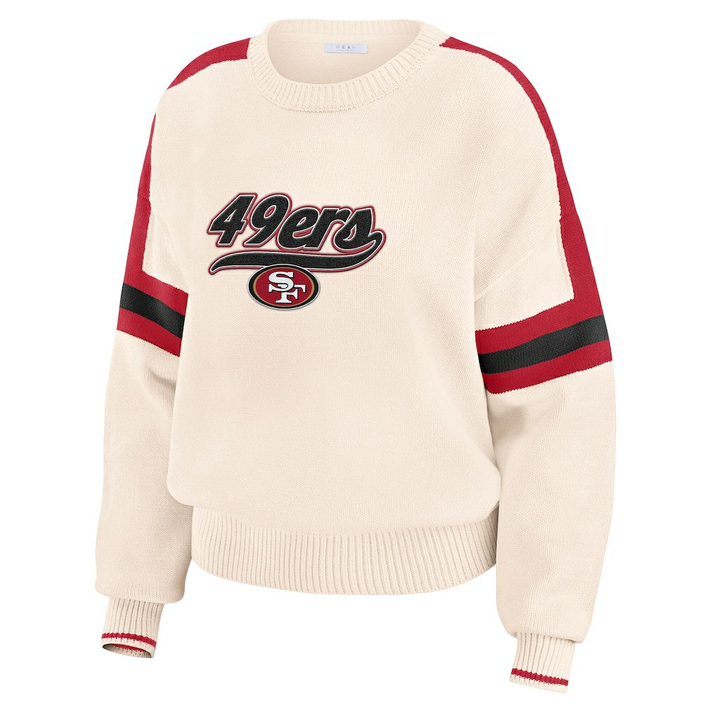 WEAR by Erin Andrews Women's Stripe Pullover Sweater - San Francisco 49ers