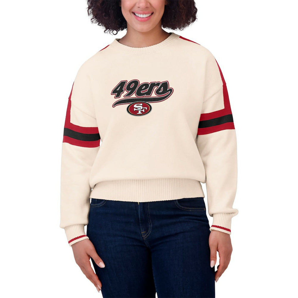 WEAR by Erin Andrews Women's Stripe Pullover Sweater - San Francisco 49ers