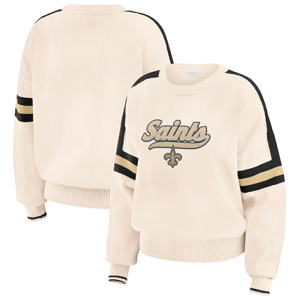 WEAR by Erin Andrews Women's Stripe Pullover Sweater - New Orleans Saints