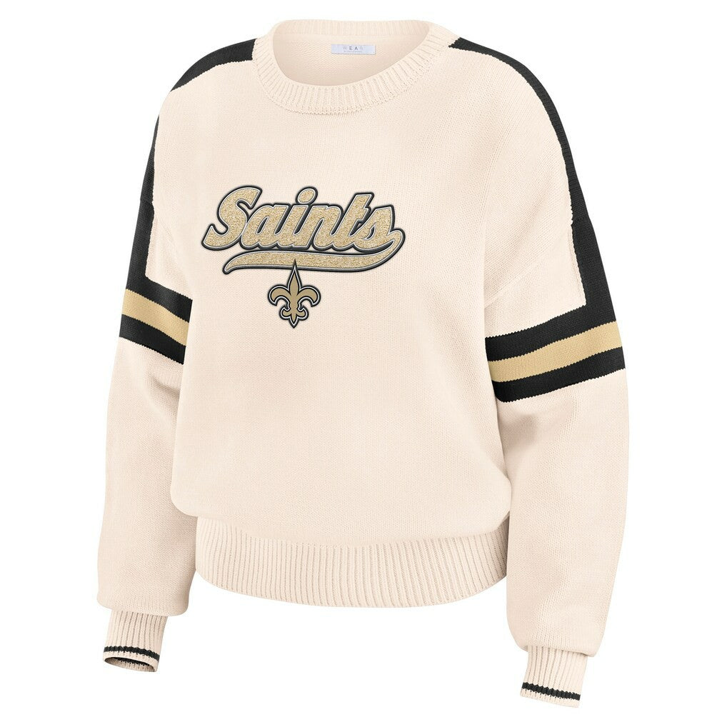 WEAR by Erin Andrews Women's Stripe Pullover Sweater - New Orleans Saints