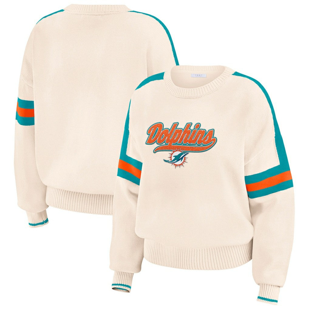 WEAR by Erin Andrews Women's Stripe Pullover Sweater - Miami Dolphins