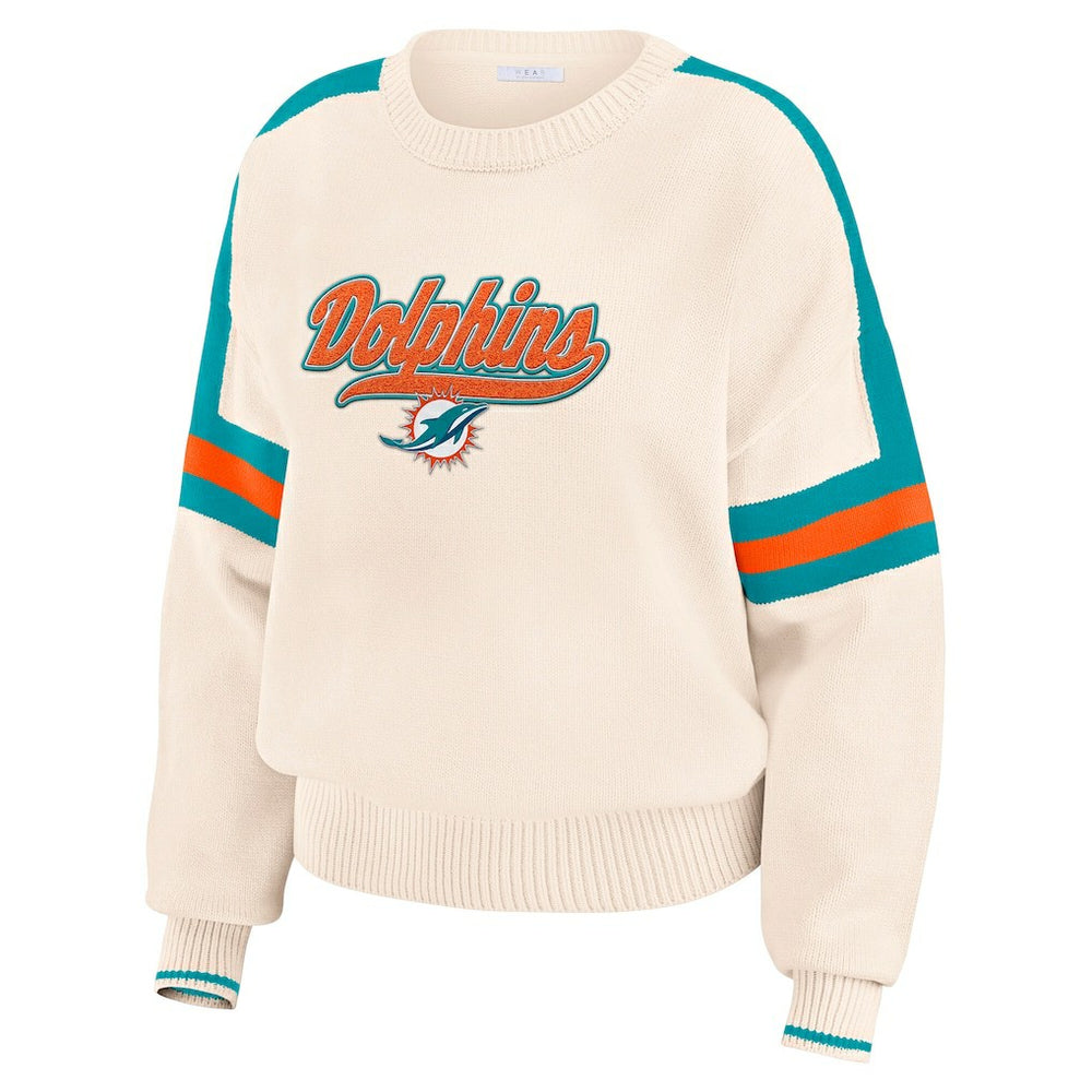 WEAR by Erin Andrews Women's Stripe Pullover Sweater - Miami Dolphins