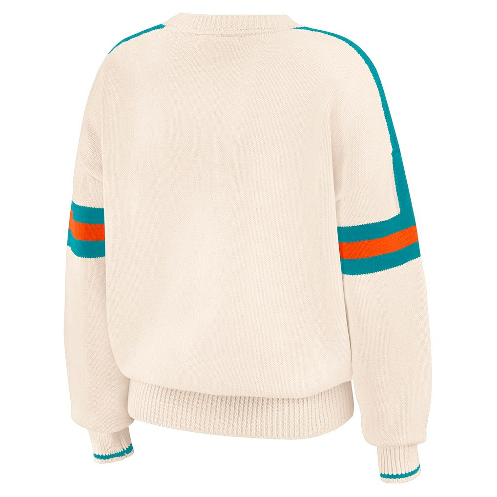 WEAR by Erin Andrews Women's Stripe Pullover Sweater - Miami Dolphins
