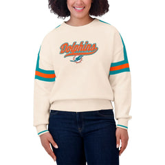 WEAR by Erin Andrews Women's Stripe Pullover Sweater - Miami Dolphins