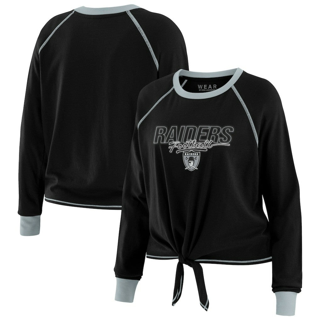 WEAR by Erin Andrews Women's Tie-Front Long Sleeve T-Shirt - Las Vegas Raiders