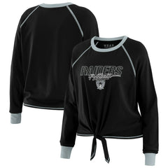 WEAR by Erin Andrews Women's Tie-Front Long Sleeve T-Shirt - Las Vegas Raiders