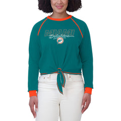 WEAR by Erin Andrews Women's Tie-Front Long Sleeve T-Shirt - Miami Dolphins