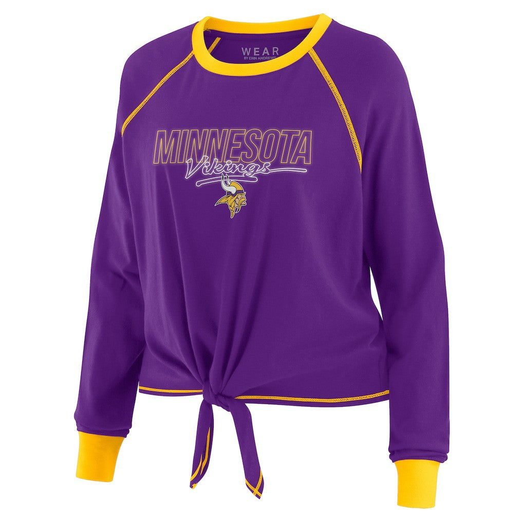 WEAR by Erin Andrews Women's Tie-Front Long Sleeve T-Shirt - Minnesota Vikings
