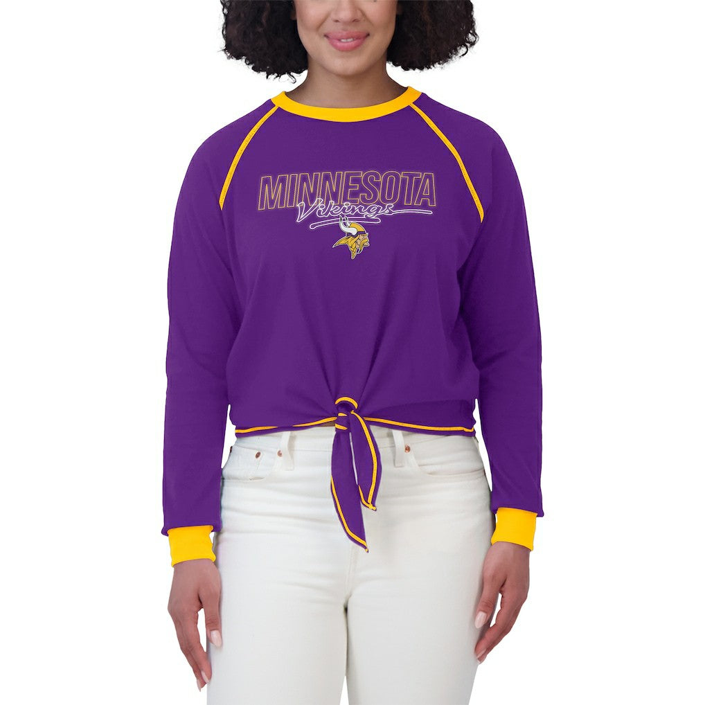 WEAR by Erin Andrews Women's Tie-Front Long Sleeve T-Shirt - Minnesota Vikings