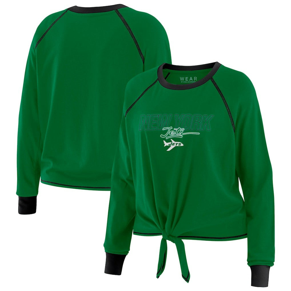 WEAR by Erin Andrews Women's Tie-Front Long Sleeve T-Shirt - New York Jets
