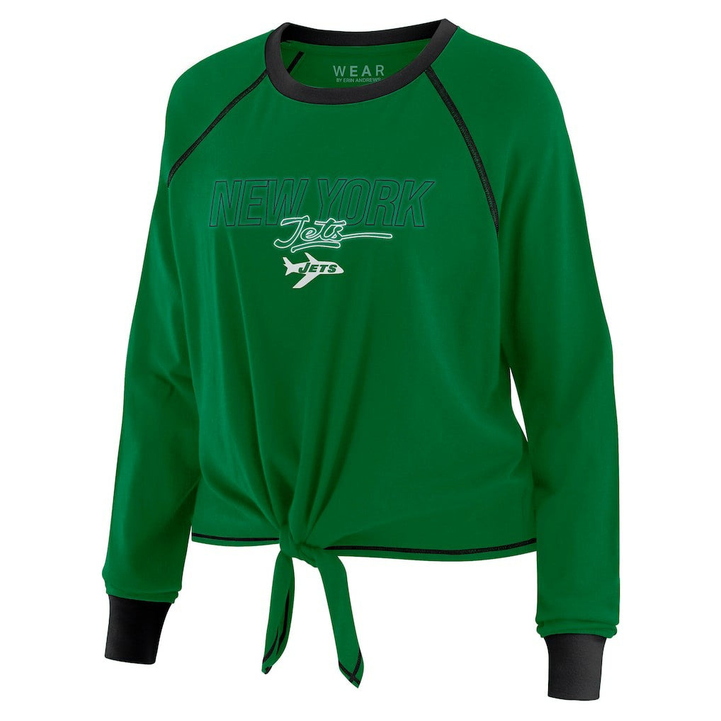 WEAR by Erin Andrews Women's Tie-Front Long Sleeve T-Shirt - New York Jets
