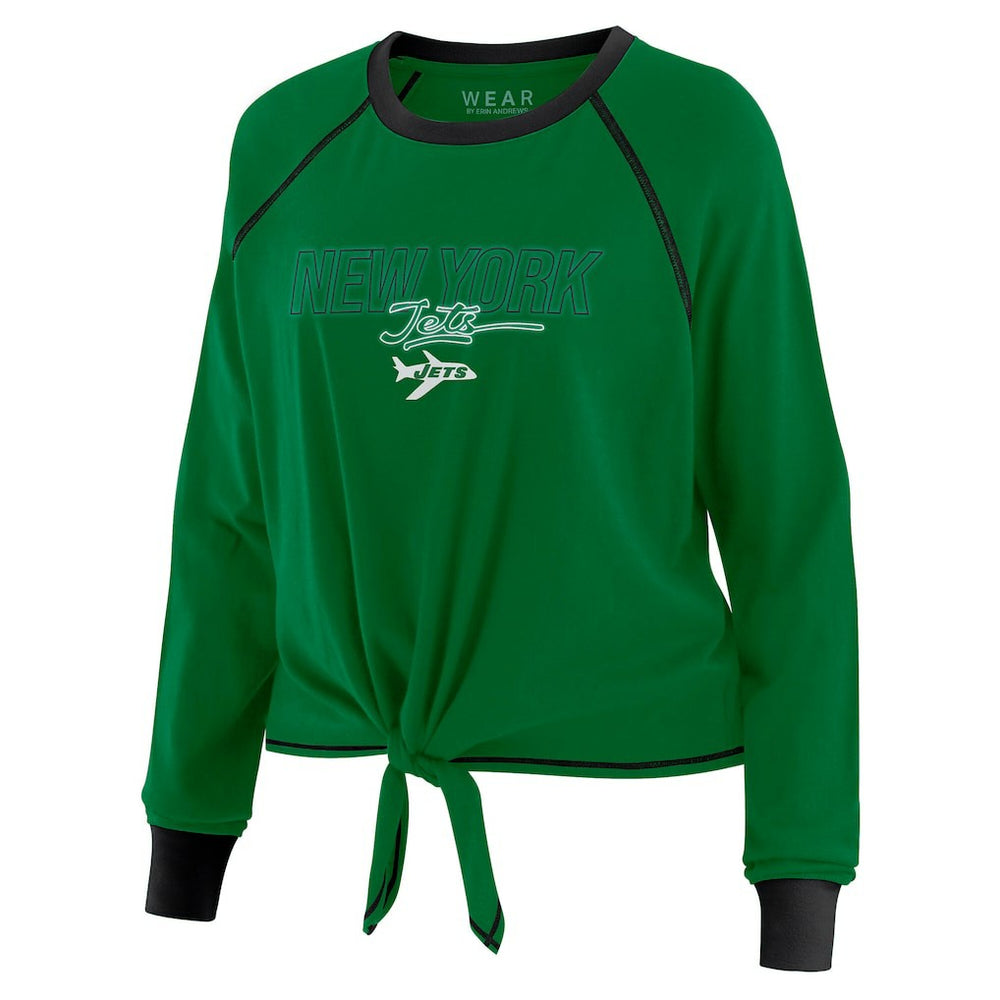 WEAR by Erin Andrews Women's Tie-Front Long Sleeve T-Shirt - New York Jets