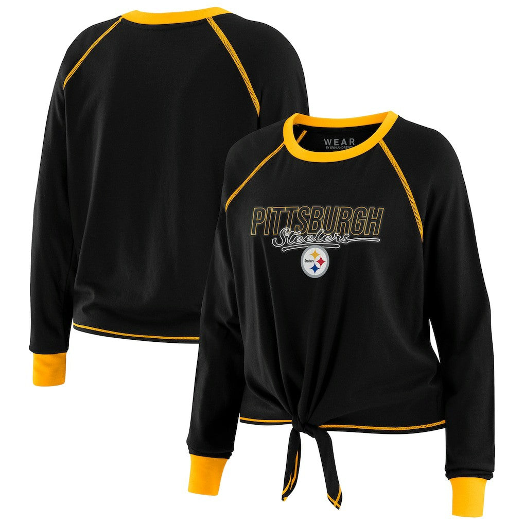 WEAR by Erin Andrews Women's Tie-Front Long Sleeve T-Shirt - Pittsburgh Steelers