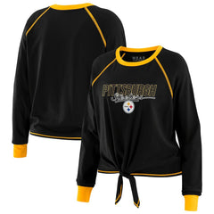 WEAR by Erin Andrews Women's Tie-Front Long Sleeve T-Shirt - Pittsburgh Steelers