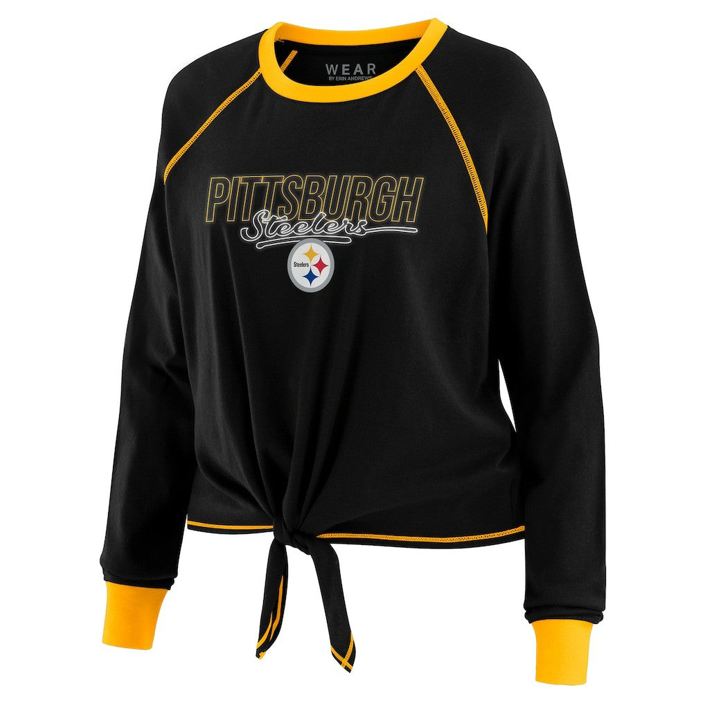 WEAR by Erin Andrews Women's Tie-Front Long Sleeve T-Shirt - Pittsburgh Steelers