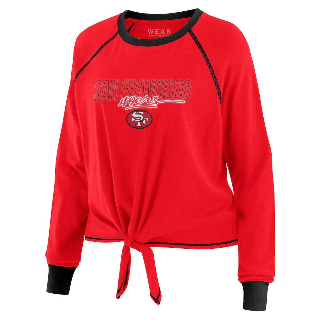 WEAR by Erin Andrews Women's Tie-Front Long Sleeve T-Shirt - San Francisco 49ers