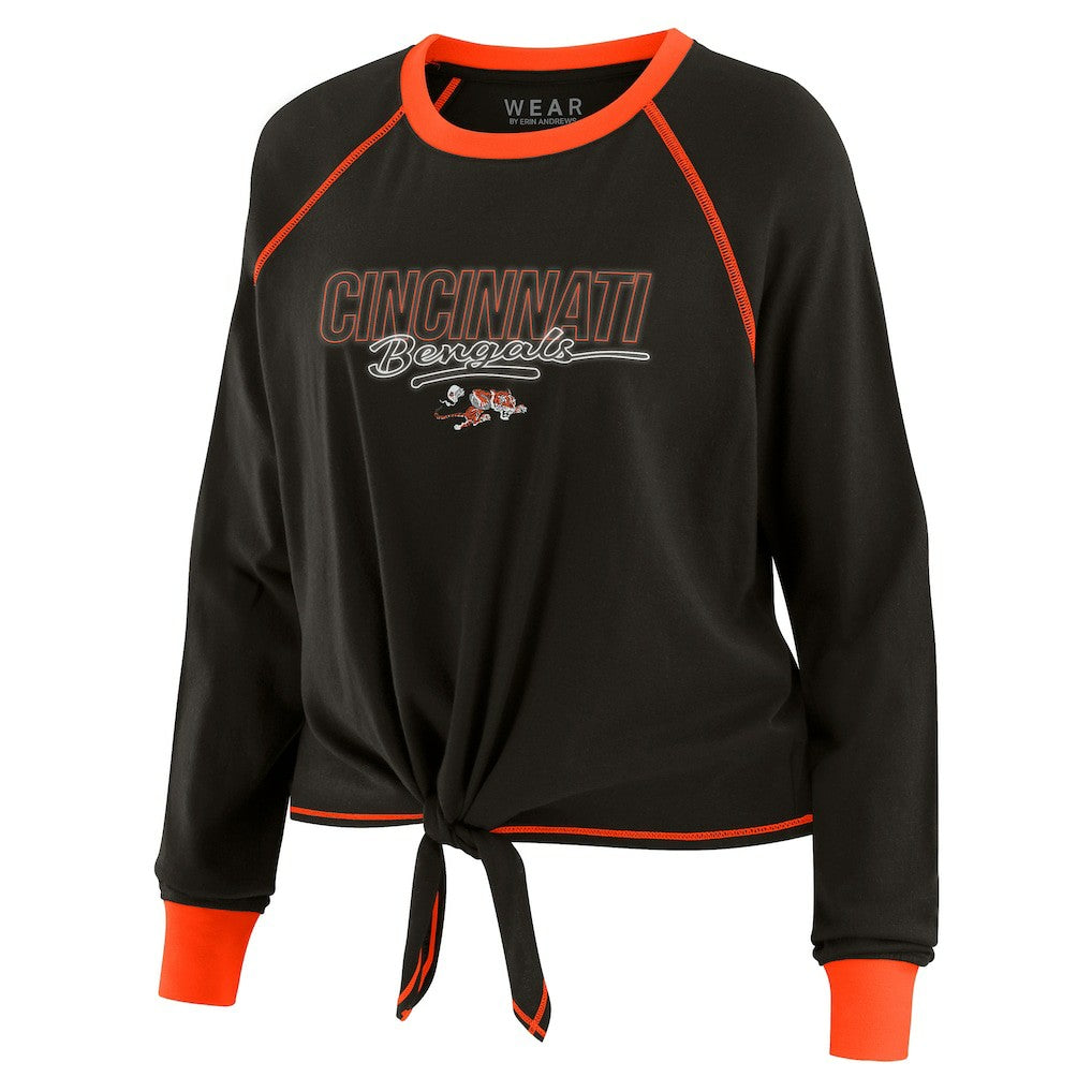 WEAR by Erin Andrews Women's Tie-Front Long Sleeve T-Shirt - Cincinnati Bengals