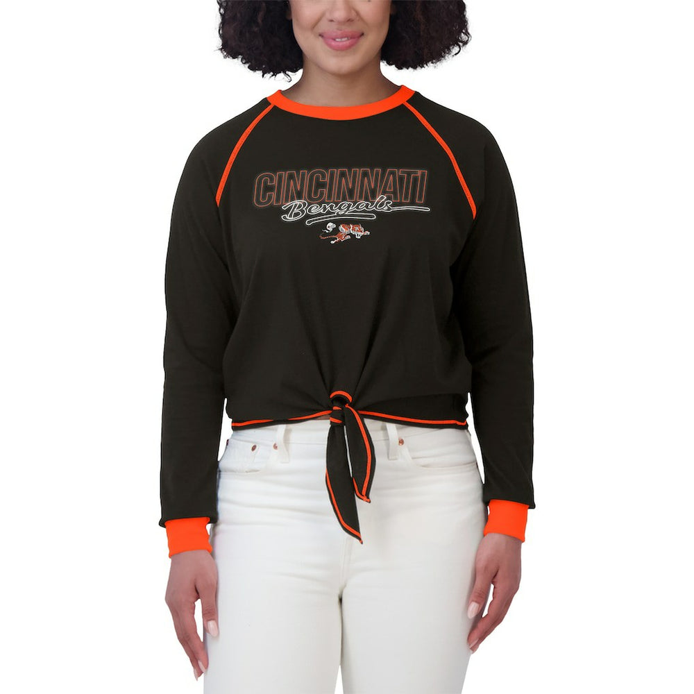 WEAR by Erin Andrews Women's Tie-Front Long Sleeve T-Shirt - Cincinnati Bengals