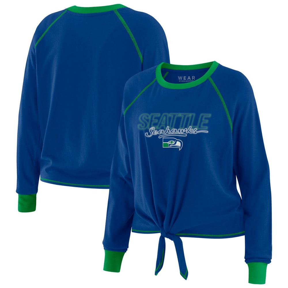 WEAR by Erin Andrews Women's Tie-Front Long Sleeve T-Shirt - Seattle Seahawks