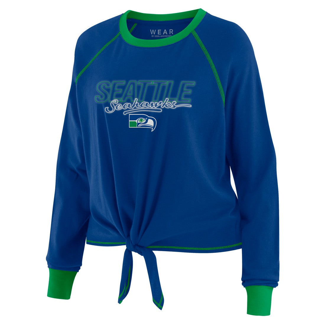 WEAR by Erin Andrews Women's Tie-Front Long Sleeve T-Shirt - Seattle Seahawks