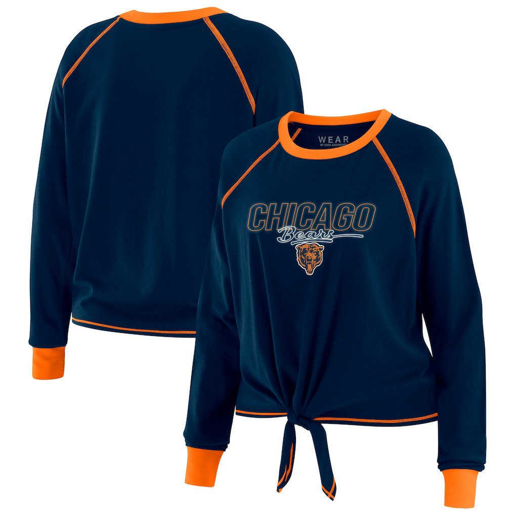 WEAR by Erin Andrews Women's Tie-Front Long Sleeve T-Shirt - Chicago Bears