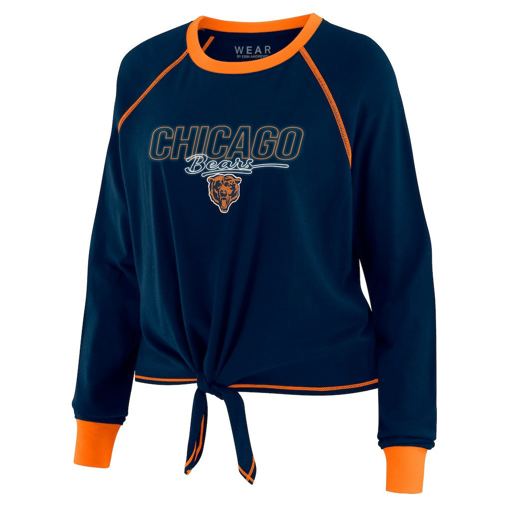 WEAR by Erin Andrews Women's Tie-Front Long Sleeve T-Shirt - Chicago Bears