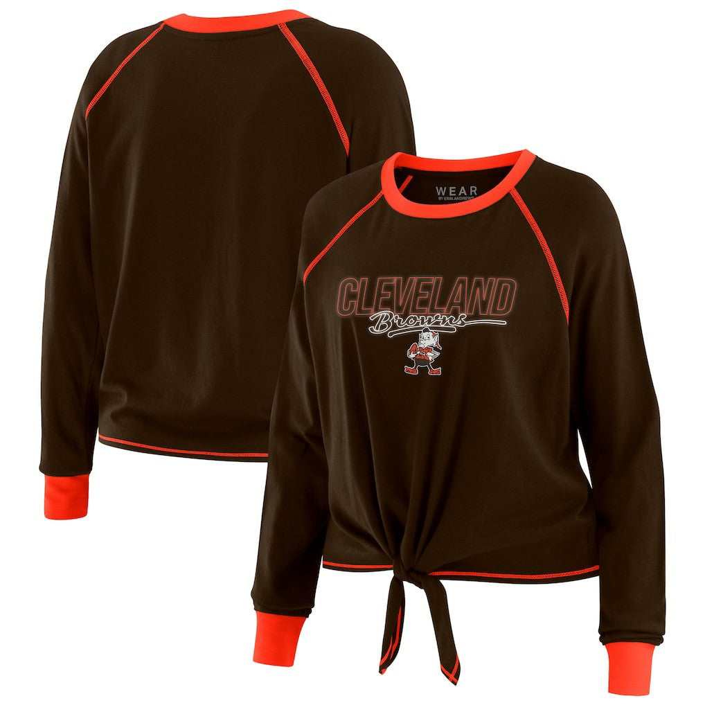 WEAR by Erin Andrews Women's Tie-Front Long Sleeve T-Shirt - Cleveland Browns