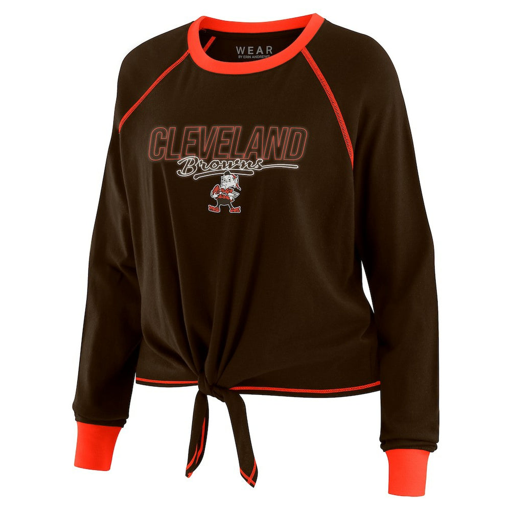 WEAR by Erin Andrews Women's Tie-Front Long Sleeve T-Shirt - Cleveland Browns